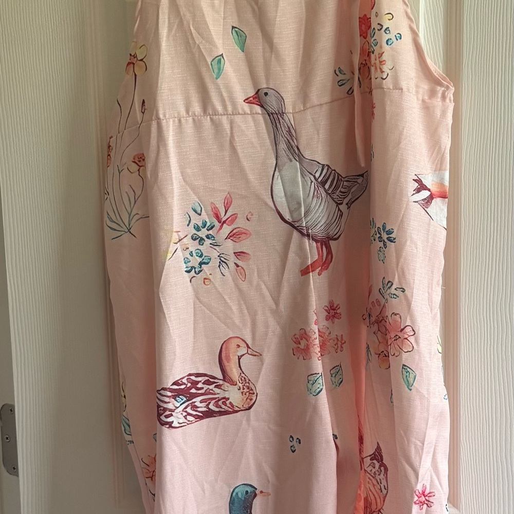 Light Pink Jumpsuit With Ducks and Chickens.